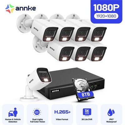 ANNKE 8CH 1080P Kamera Farbnachtsicht Überwachungskamera AI 5MP TVI DVR H.265+