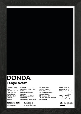 Kanye West DONDA Album Cover Framed Wall Art Poster Canvas Print Picture