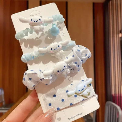4 Stück Cinnamoroll Anime Figuren Kopfbedeckung Haargummis süß Cartoon Kawaii Bestie Hai