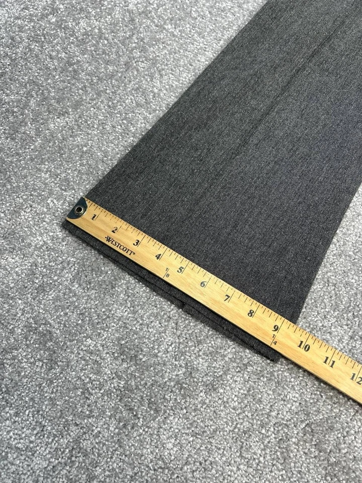 Theory Dress Pants Womens 2 Gray Wool Stretch Low Rise Wide Leg Formal Oxford - Image 3 of 4