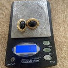 14K Yellow Gold Black Stone Earrings Oval Cabochon 3.7 Grams 1.1" — photo 7