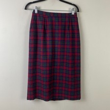 VTG Pendleton Plaid Wool Midi Pencil Skirt Made In USA Size 6 Lined