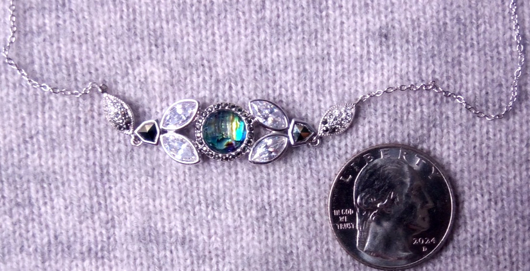 Judith Jack Sterling Silver Abalone Doublet Necklace with CZ and Marcasite