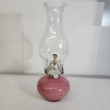 Vintage LampLight Farms Hobnail Glass Oil Lamp 13” Pink