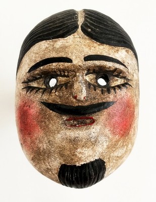 VTG MEXICAN HIDALGO JUANEGRO CUANEGRO JUAN NEGRO FOLK ART HAND CARVED DANCE MASK