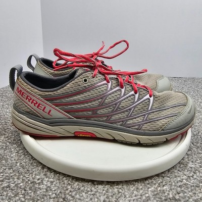 Merrell Womens 7.5 Sneaker Bare Access Arc Trail Running Shoes Gray Pink Vibram