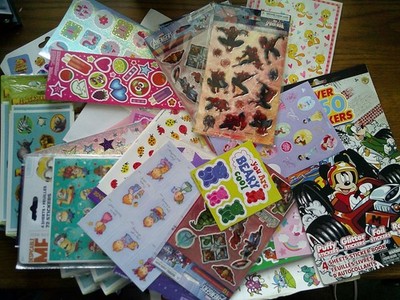 Large Lot of Vintage Retro & Current Stickers KIDS & CARTOON THEME All Pictured