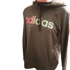 Women  s Adidas ClimaWarm Heather Gray Hoodie with Vibrant Logo Large Lt. Weight