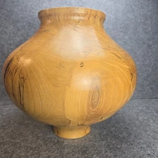 Rare Large Spatted Red Elm Wood Vase Signed D. Rhudy 3-2000