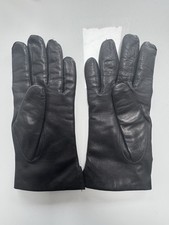Cashmere Genuine Lambskin Leather Gloves Black Knit Lined Size S/8 Made Romania
