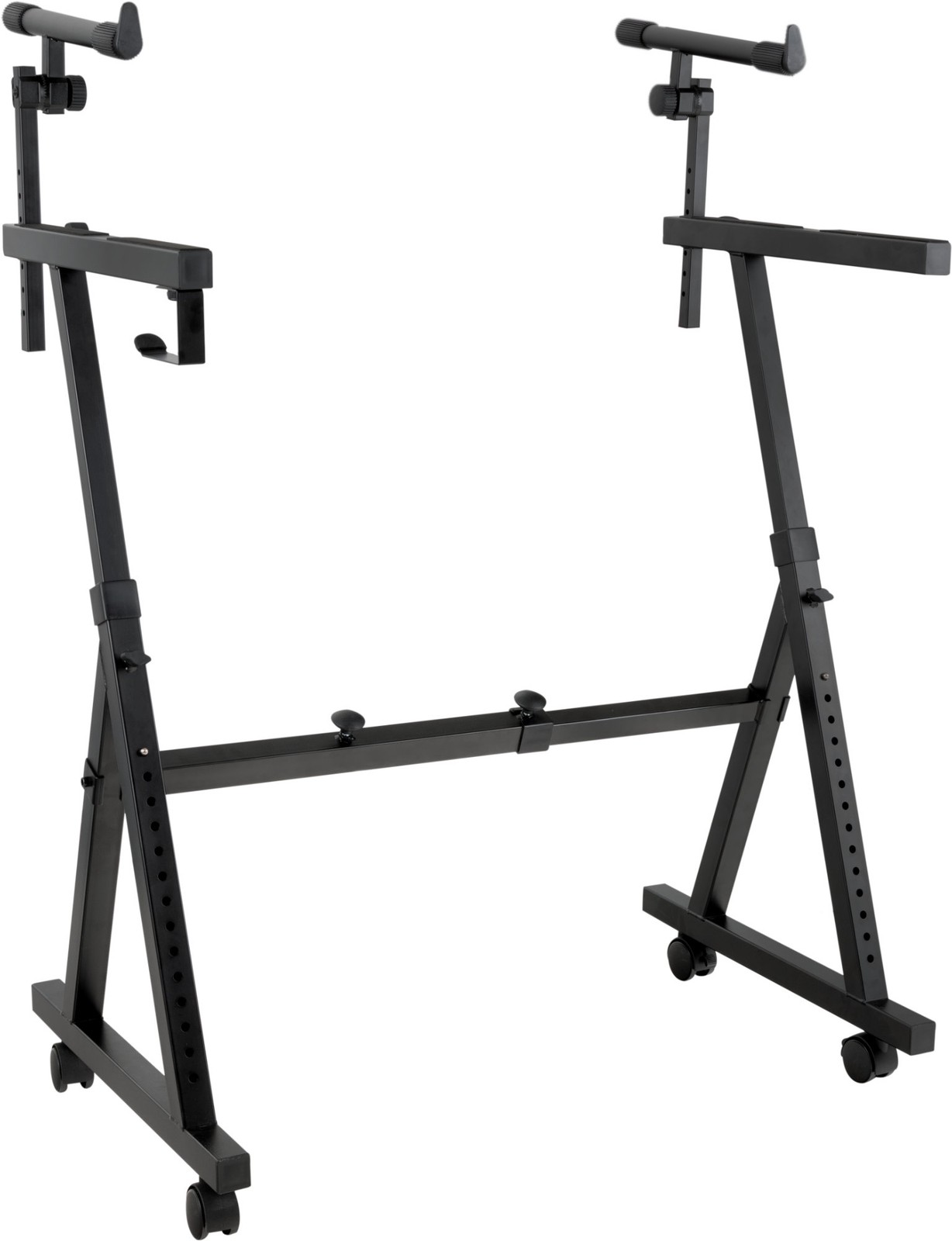 Supporto Tastiera Altezza Regolabile 2 Livelli Forma Z Porta Ruote Nero Heavy
