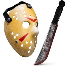 Jason Voorhees Mask  Machete Halloween Friday the 13th Hockey Mask Bloody Props