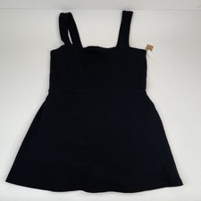 PINK Victoria  s Secret Rib Square Neck Active Sleeveless Dress Black Size XL New