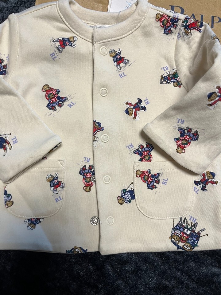 Ralph Lauren 3 Month Baby Polo Bear Reversible Jacket Bodysuit Overalls