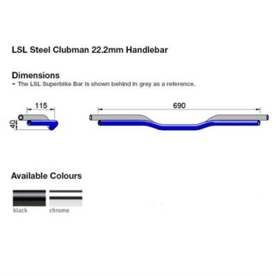 LSL Clubman Steel Handlebar Black 22.2mm Kawasaki KH 400 1976 | eBay