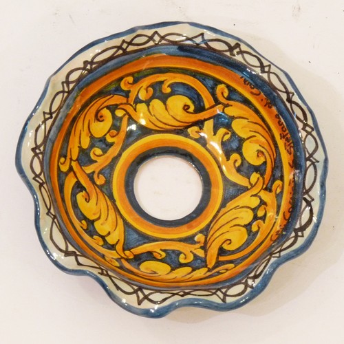 Applique country lampada da parete in ferro battuto e ceramica decorata art.290 - Picture 2 of 10