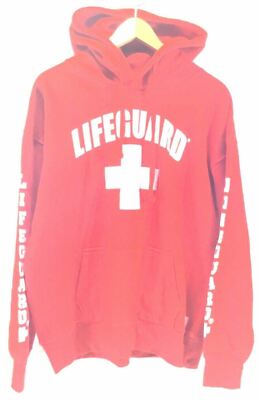 WOMENS OFFICIAL RED POPULAR LIFEGUARD PULLOVER HOODIE SIZE LARGE NEW FALLEN  TAG