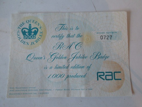 RAC Queen's golden Jubilee badge. AA badge. motor club badge. car badge - Picture 4 of 4