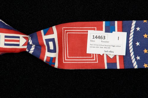ROOSTER Cuadrado Corbata, Rojo Blanco Azul Náutica Banderas algodón Canvas  Usa | eBay