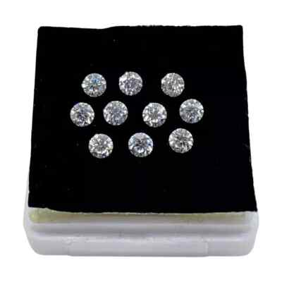 Elegant 1 CT Natural White Diamonds   10pcs,  3mm Round Cut, VVS1 D Grade