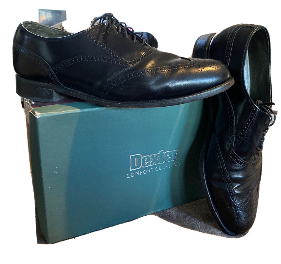 Zapatos Dexter De Colección Para Hombre Talla 10 2W Cuero Negro Punta de Ala Oxford DriLx Corpcore Foto 2 de 4