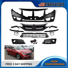 Fits 2019-2021 Honda Civic Sedan Complete Front Bumper Cover Kit W/ Fog Light