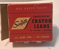 Vintage full Box of Scripto one dozen packs crayon pencil leads .120 dia. G920