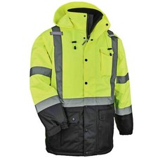 High Visibility Reflective Winter Safety Jacket Insulated Parka ANSI Compliant
