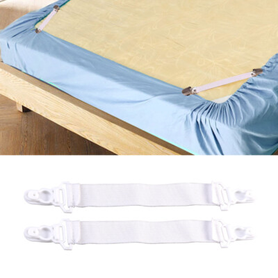 4pcs Garter Style Elastic Bed Sheet Grippers Garter Fastener Straps with Rubber Button Hook & Clasp (White) 4pcs Garter Style Elastic Bed Sheet Grippers Garter Fastener Straps with Rubber Button Hook & Clasp (White)