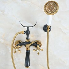 Gold Black Brass Wall Mounted Clawfoot Bath Tub Faucet with Hand Shower Spray