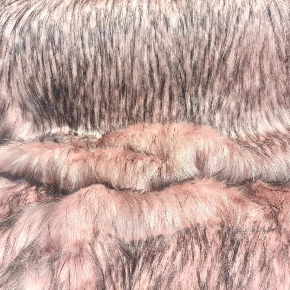 Webpelz Langhaar kuscheliges Kunstfell Stoff Fell Rosa Schwarz meliert Deko - Bild 3 von 4