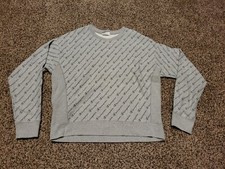 Champion Sweatshirt Youth Large YL Gray Reverse Weave Sweater All Over Print AOP