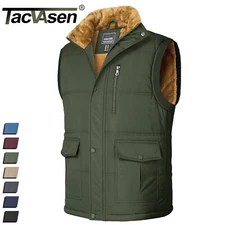 Men's Winter Insulated Vest Jacket Fleece Lined Warm Padded Sleeveless Work Coat