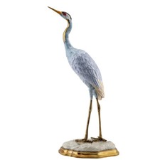 Porcelain Bronze Ormolu Wading Crane Heron Bi...