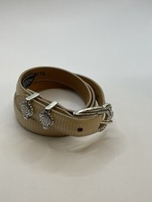 Brighton Off White Croc Embossed Leather Belt Size S MADE IN USA
