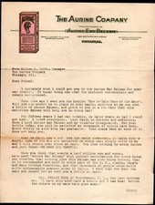 Chicago c1900 - Medical - Aurine Co - Ear Balsam - Color Letter Head Bill
