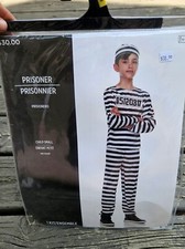 New Kids Convict Costume Halloween Kids Prisoner Child Small 4-6 Yrs 3 Piece