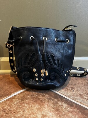 Juicy Couture Heritage Leather Black Mini Bucket Bag Brand