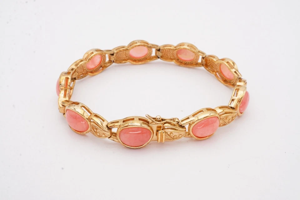 Brazalete Ross Simons Chapado en Oro Plata de Ley 925 Cuarzo Rosa 7.25" Foto 4 de 4