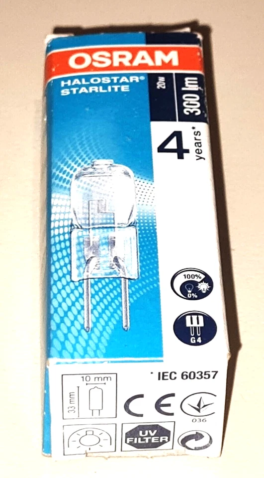 OSRAM HALOSTAR STARLITE 64425S 12V G4 BASE 20 WATT UV 300 LUMEN LASTS 4 YEARS - Image 2 of 4