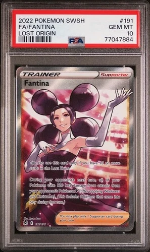 PSA 10 GEM MINT Fantina 191/196 Lost Origin Full Art Trainer Holo Pokémon 2022