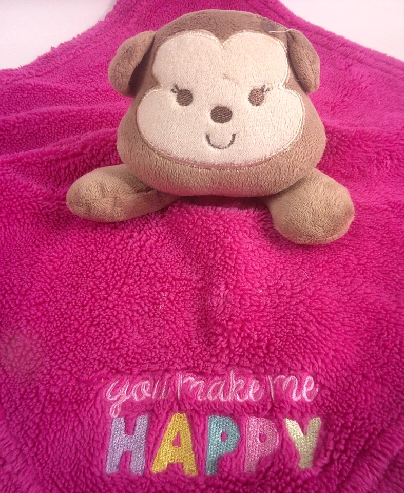 Manta de seguridad Cutie Pie Monkey Lovey rosa oscuro You Make Me Happy 15x15 Foto 2 de 4