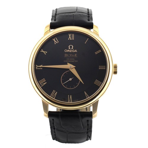 Omega DeVille Prestige Rose Gold Black Dial Alligator 39mm 461.50.01