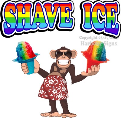 Shave Ice DECAL (Choose Your Size) Monkey Concession Food Truck Sticker