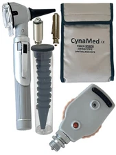 FIBER OPTIC Otoscope Ophthalmoscope  Examination LED Diagnostic ENT SET Kit-GRAY