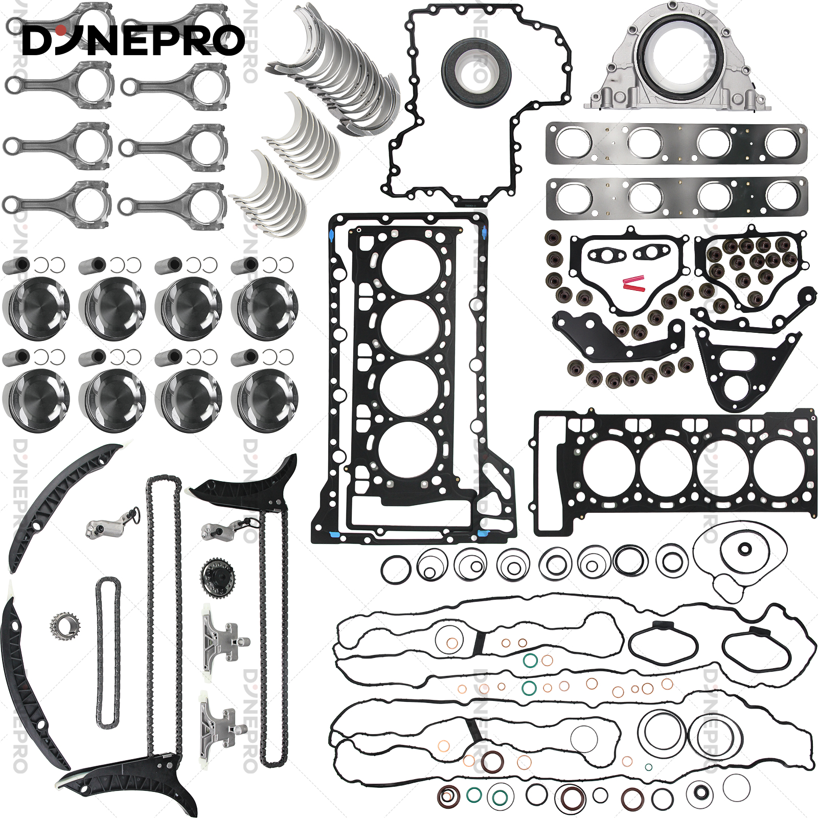 BMW X5 X6 M S63B44A 4.4L Engine Overhaul Kit with Timing Chain & Rods E70 E71