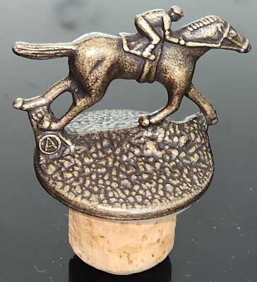 Blanton s Bourbon Whiskey Cork Bottle Stopper w/ Race Horse & Jockey Letter  A 