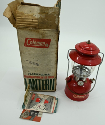 #ad VINTAGE Red Coleman Lantern 200A195 Single Mantel 7 1968 with Box Manuals $189.99