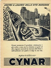 Aperitivo Cynar contro logorio vita moderna Pubblicita Originale anni 50