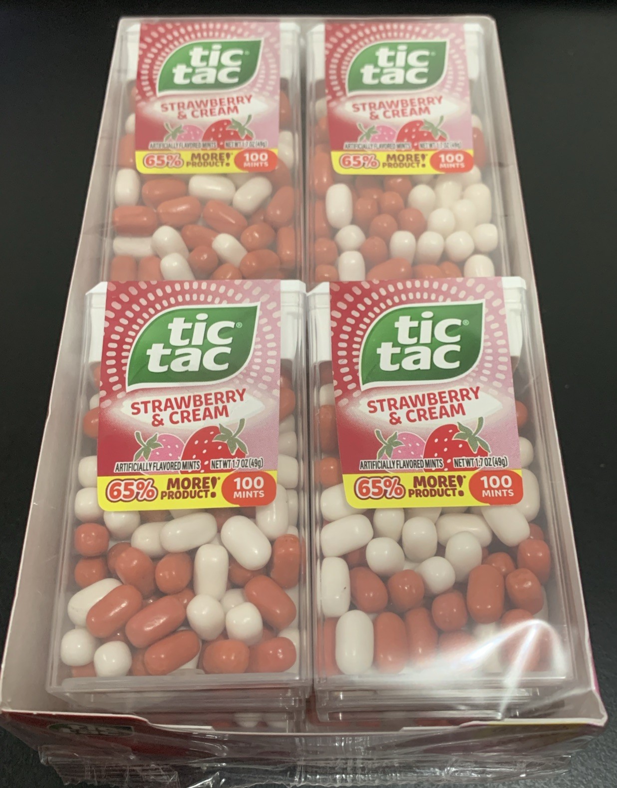 12 Pack Tic Tac Strawberry and Cream Mints Bulk 1.7oz Candy 